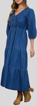 Blu Pepper Tiered Denim Midi Dress at Nordstrom Rack, Size Medium