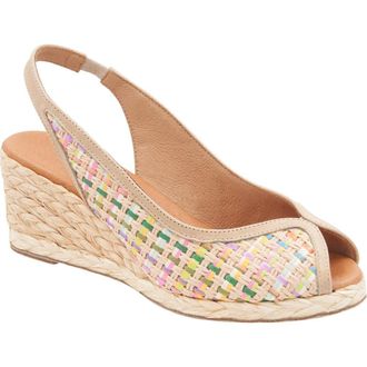 Andr&eacute; Assous Audrey Espadrille Wedge Sandal in Natural Multi at Nordstrom Rack, Size 11