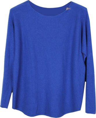Generic Womens Plain Italian Soft Knitted Jumper Ladies Round Neck Basic Sweater T Shirt Women Top Size 8-18 UK Royal Blue