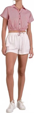 Elan Womens High Waist Drawstring Shorts In White