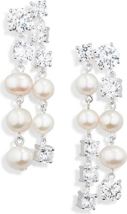 Completedworks Cubic Zirconia & Freshwater Pearl Drop Earrings in Silver Plated at Nordstrom