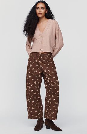 Pilcro Izzie Relaxed Printed Pull On Barrel Pants
