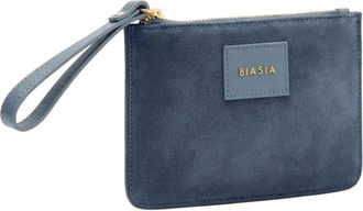 Francesco Biasia Tassen, Dames, Blauw, ONE Size, Su&egrave;de, Platte Su&egrave;de Portemonnee