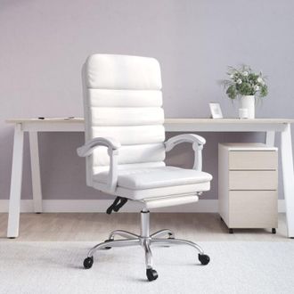 vidaXL Silla De Oficina Reclinable Masaje Cuero Sint&eacute;tico Blanco Vidaxl