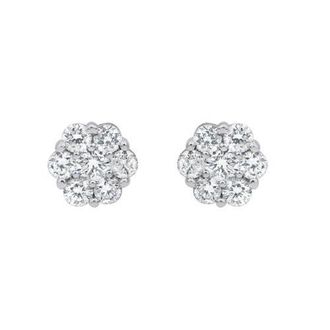 LuvMyJewelry Meadow 0.75 Ct TW Lab Grown Diamond Cluster Studs 14K Gold Earrings in 14K White Gold at Nordstrom