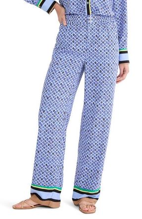 Nic+Zoe Lenox Mosaic Print Wide Leg Pants in Blue Multi at Nordstrom, Size 12P
