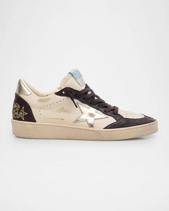 Golden Goose Ball Star Studded Leather Low-Top Sneakers