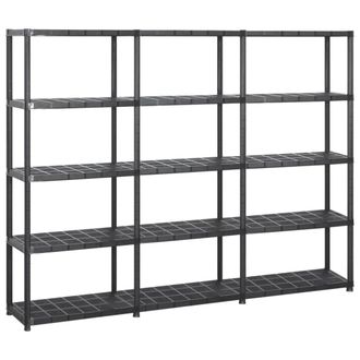 Berkfield Home Storage Shelf 5-Tier Black 213x38x170 cm Plastic | Size: 213 x 38 x 170 cm