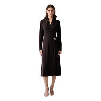 Joseph Ribkoff Melange Silky Knit Wikkeljurk - Dames - Jurken - Bruin - Maat: S Zijde