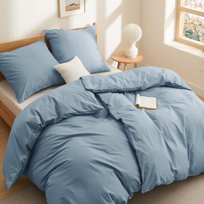 Bedsure Bettwäsche 135x200 Baumwolle 4teilig - Bettwäsche-Sets Blau Grau Wendebettwäsche 135x200cm 2er Set mit 2 Kissenbezüge 80x80 cm, Oeko-TEX Zweifarbiger ab 51,99 €