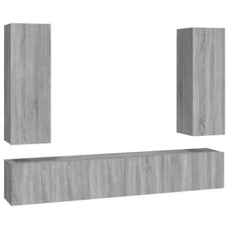 vidaXL Set De Muebles Para Tv 5 Pzas Madera Contrachapada Gris Sonoma Vidaxl