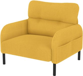 STILVORA Sill&oacute;n Individual Con Asiento Profundo, Bolsillos Laterales, Respaldo Ergon&oacute;mico Y Estructura Estable En Pana Amarillo