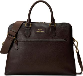 Polo Ralph Lauren Portadocumenti in pelle zigrinata con tracolla rimovibile - Marrone