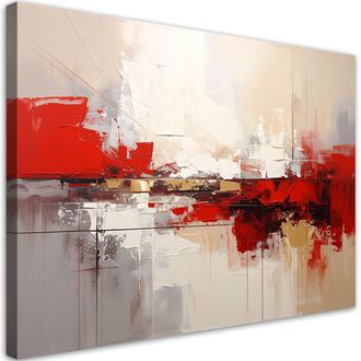 Feeby Impresi&oacute;n De Imagen, Abstracci&oacute;n Beige Y Roja, 120x80