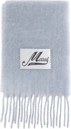 Marni Accessoires, Dames, Blauw, ONE Size, Sjaal met franjes