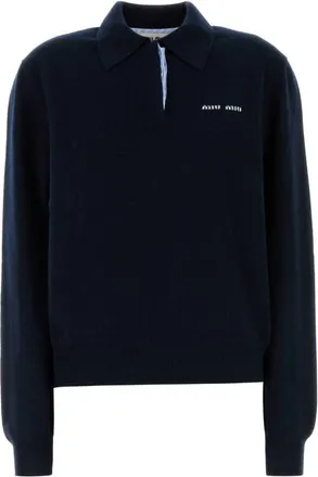 Miu Miu Midnight blue cashmere polo shirt