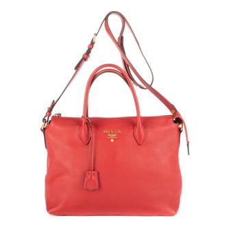 Prada Pre-owned Womens Shopping Tote Shoulder Bag - Red - One Size