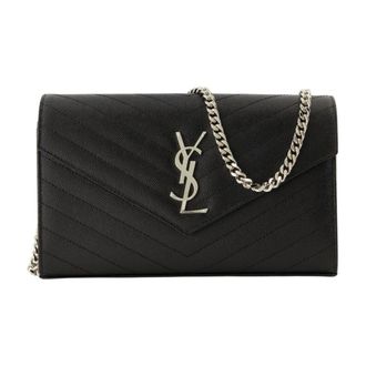 Saint Laurent Cross Body Bags, female, Black, Size: ONE SIZE Cassandre Chain Wallet