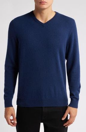 Nordstrom V-Neck Cashmere Sweater in Navy Midnight at Nordstrom Rack, Size Large