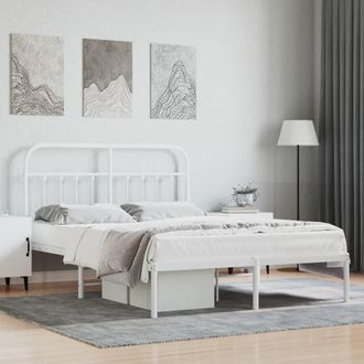 vidaXL Estructura Cama Sin Colch&oacute;n Con Cabecero Metal Blanco 140x190cm Vidaxl