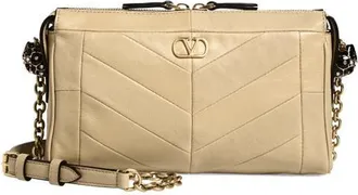 Valentino Garavani Small Panthea Chevron Patchwork Leather Shoulder Bag in Beige at Nordstrom