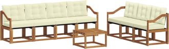 vidaXL Conjunto De Sof&aacute;s De Exterior 8 Uds. Natural Y Crema Vidaxl