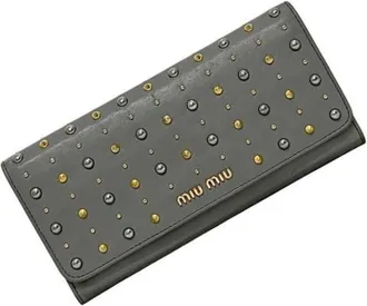 Miu Miu Pre-owned Wallets, female, Gray, Size: ONE SIZE Pre-owned Leather Wallet