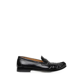 Fendi Scrunch Ruched Leather Loafers