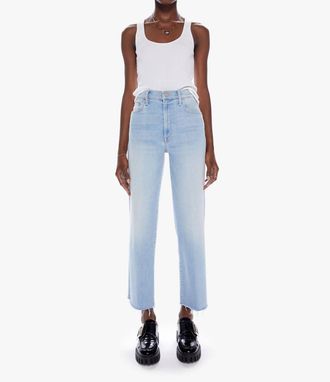 Mother The Rambler Zip Ankle Fray Jeans In Chill Pill