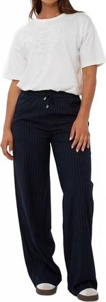 Esqualo Tirza Drawstring Pinstripe Trousers In Navy