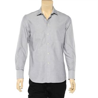 Emporio Armani Grey Cotton Button Front Shirt