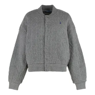Polo Ralph Lauren Knitted Braid Bomber - female - Polo Ralph Lauren - Cardigans - Gray - XS - Knitwear