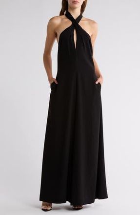 Frame Denim Wide Leg Halter Jumpsuit in Black at Nordstrom Rack, Size Small
