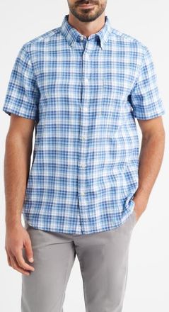 Vineyard Vines Coskata Island Plaid Short Sleeve Button-Down Shirt in Coastline at Nordstrom, Size Xx-Large