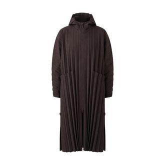 Issey Miyake Pleated Jacket - male - Issey Miyake - Parkas - Brown - S - Coats