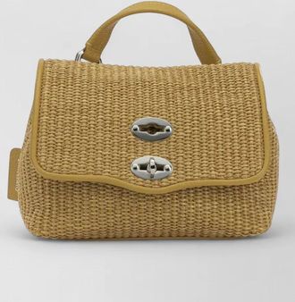 Zanellato woven texture crossbody bag top handle strap