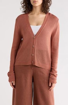Max Studio V-Neck Cardigan in Cedarwood at Nordstrom Rack, Size X-Large