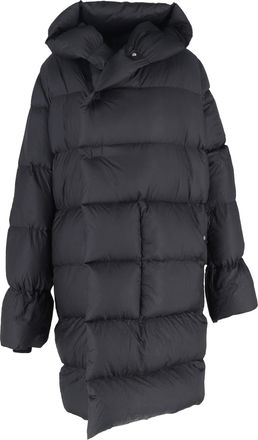 Rick Owens Hooded Liner Down Coat in Black Polyamide