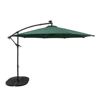 MonsterShop LED Cantilever Parasol 3m With Full Fan Base - Green
