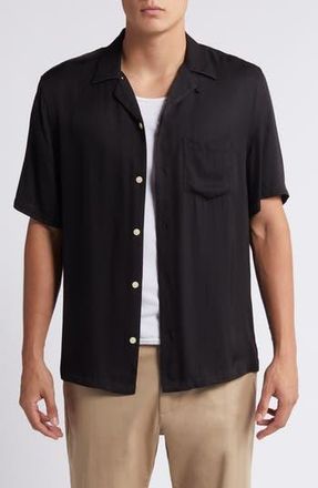 AllSaints Sunsmirk Embroidered Camp Shirt in Jet Black at Nordstrom Rack, Size X-Small