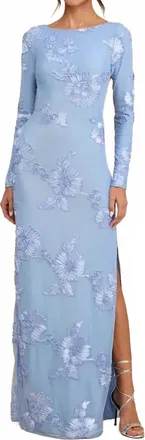Lulus Womens Josephine Applique Mesh Maxi Dress In Light Blue