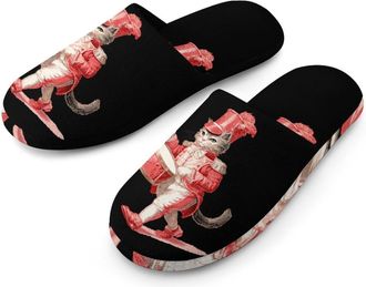 Generic Vintage Cat Band Drum Drummer Mens House Slippers Slip Indoor Slipper On Shoes Warm Outdoor