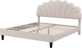 Habitat et Jardin Habitat Et Jardin - Cama De Terciopelo manon - Beige - 160 X 200 Cm