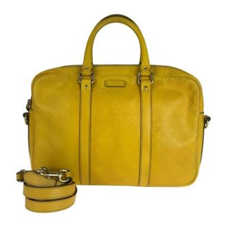 Gucci Pre-owned Diamante Leather 2way Briefcase - Heren - Vintage Handtas - Geel - ONE Size - Leer - Vintage