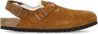 Birkenstock Suedeleren klompen - unisex - Klompen - Bruin - 43 EU - Leer - Schoenen