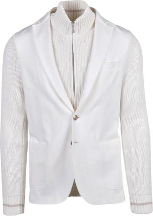 Eleventy White Cotton Polyamide Elastane Blazer