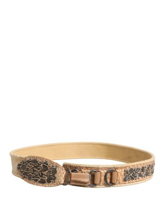 Ermanno Scervino Womens Beige Canvas Embellished Metal Buckle Belt