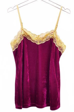 Aratta Womens Velvet Lace Trim Cami Top In Scarlet