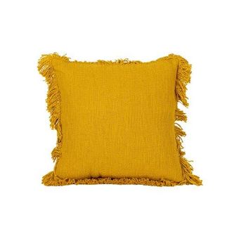 Foreside Home And Garden Mustard Handwoven Plaid Cotton Throw Pillow in Yellow at Nordstrom, Size Medium