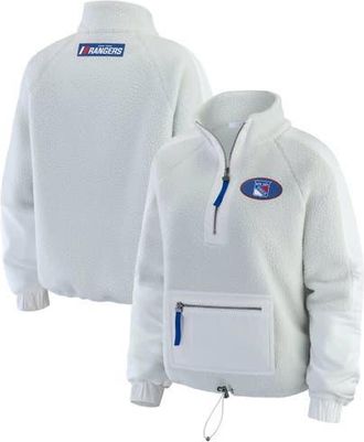 WEAR by Erin Andrews Womens WEAR by Erin Andrews Gray New York Rangers Polar Fleece Quarter-Zip Jacket at Nordstrom, Size Xx-Large